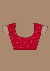 Red Sequins Tissue Saree