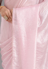 Baby Pink Pearlwork Tissue Saree