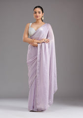 Lavender Pearlwork Tissue Saree