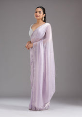 Lavender Pearlwork Tissue Saree