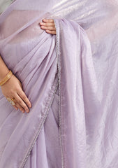 Lavender Pearlwork Tissue Saree
