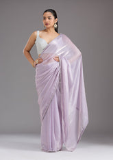 Lavender Pearlwork Tissue Saree