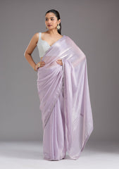 Lavender Pearlwork Tissue Saree