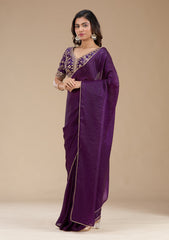 Purple Sequins Tissue Saree