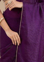 Purple Sequins Tissue Saree