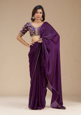 Purple Sequins Tissue Saree