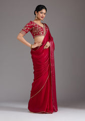Rani Pink Sequins Tissue Saree
