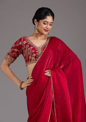 Rani Pink Sequins Tissue Saree