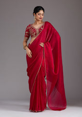 Rani Pink Sequins Tissue Saree