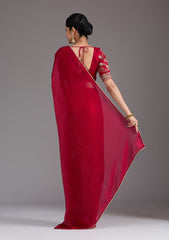 Rani Pink Sequins Tissue Saree