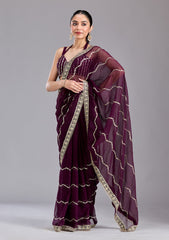 Wine Sequins Georgette Saree