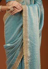 Blue Zariwork (Gold) Tissue Saree