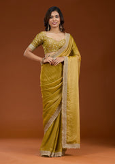 Mustard Zariwork (Gold) Tissue Saree
