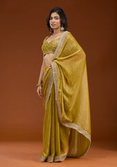 Mustard Zariwork (Gold) Tissue Saree