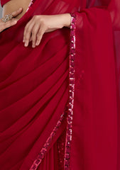 Maroon Sequins Georgette Saree