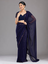 Royal Blue Sequins Georgette Saree
