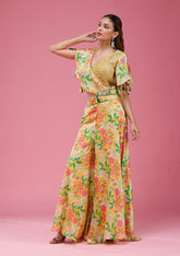 Mustard Cutdana Crepe Readymade salwar suit