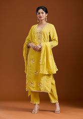 Yellow Cutdana Chanderi Readymade Salwar Suit