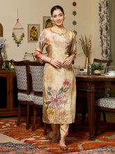 Beige Cutdana Tissue Readymade Salwar Suit