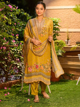 Mustard Yellow Cutdana Satin Readymade Salwar Suit