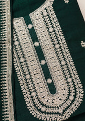 Bottle Green Zariwork Art Silk Unstitched Salwar Suit