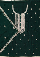 Bottle Green Zariwork Art Silk Unstitched Salwar Suit