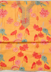 Yellow Zariwork (Gold) Cotton Unstitched Salwar Suit