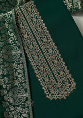 Bottle Green Threadwork Dola Silk Unstitched Salwar Suit