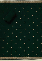 Bottle Green Threadwork Georgette Unstitched Salwar Suit