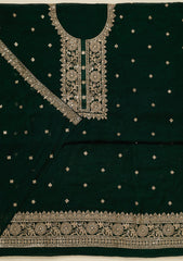 Bottle Green Threadwork Georgette Unstitched Salwar Suit