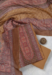 Mustard Zariwork (Gold) Semi Crepe Unstitched Salwar Suit