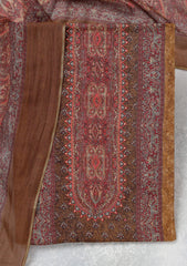 Mustard Zariwork (Gold) Semi Crepe Unstitched Salwar Suit