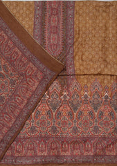 Mustard Zariwork (Gold) Semi Crepe Unstitched Salwar Suit