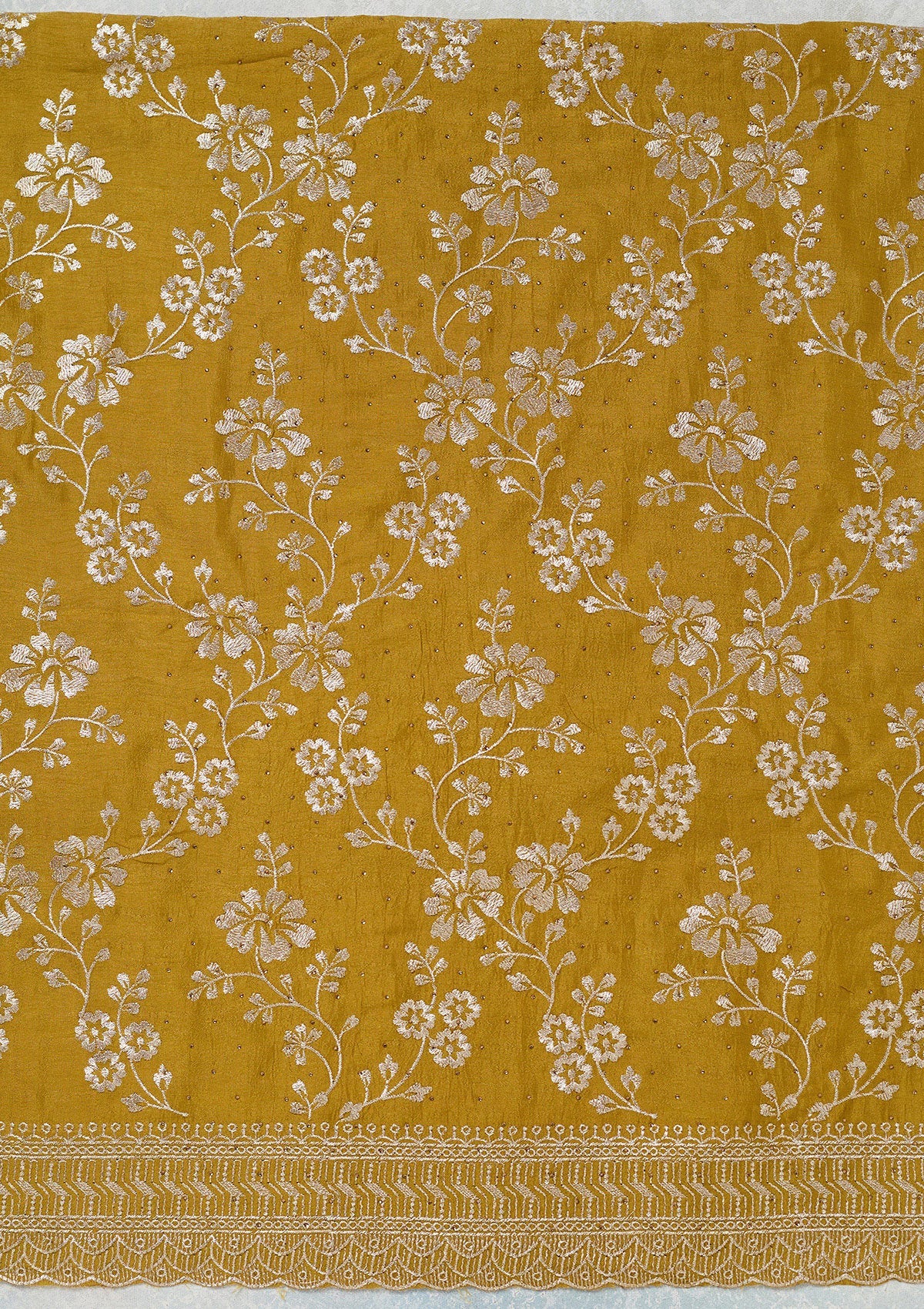 Mustard Zariwork (Gold) Soft Raw Silk Unstitched Salwar Suit
