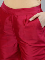 Pink Solid Straight Kurta With Gotta Work On Palazzo & Printed Dupatta