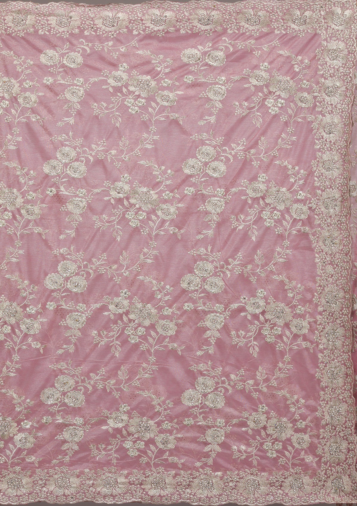 Baby Pink Zariwork Tissue Saree