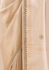 Beige Mirrorwork Silk Saree