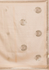 Beige Mirrorwork Silk Saree