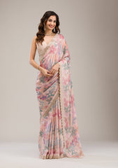 Beige Stonework Georgette Saree