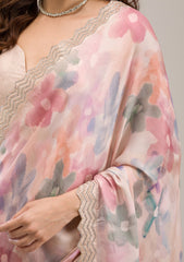 Beige Stonework Georgette Saree