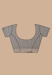 Sky Blue Threadwork Tissue Saree