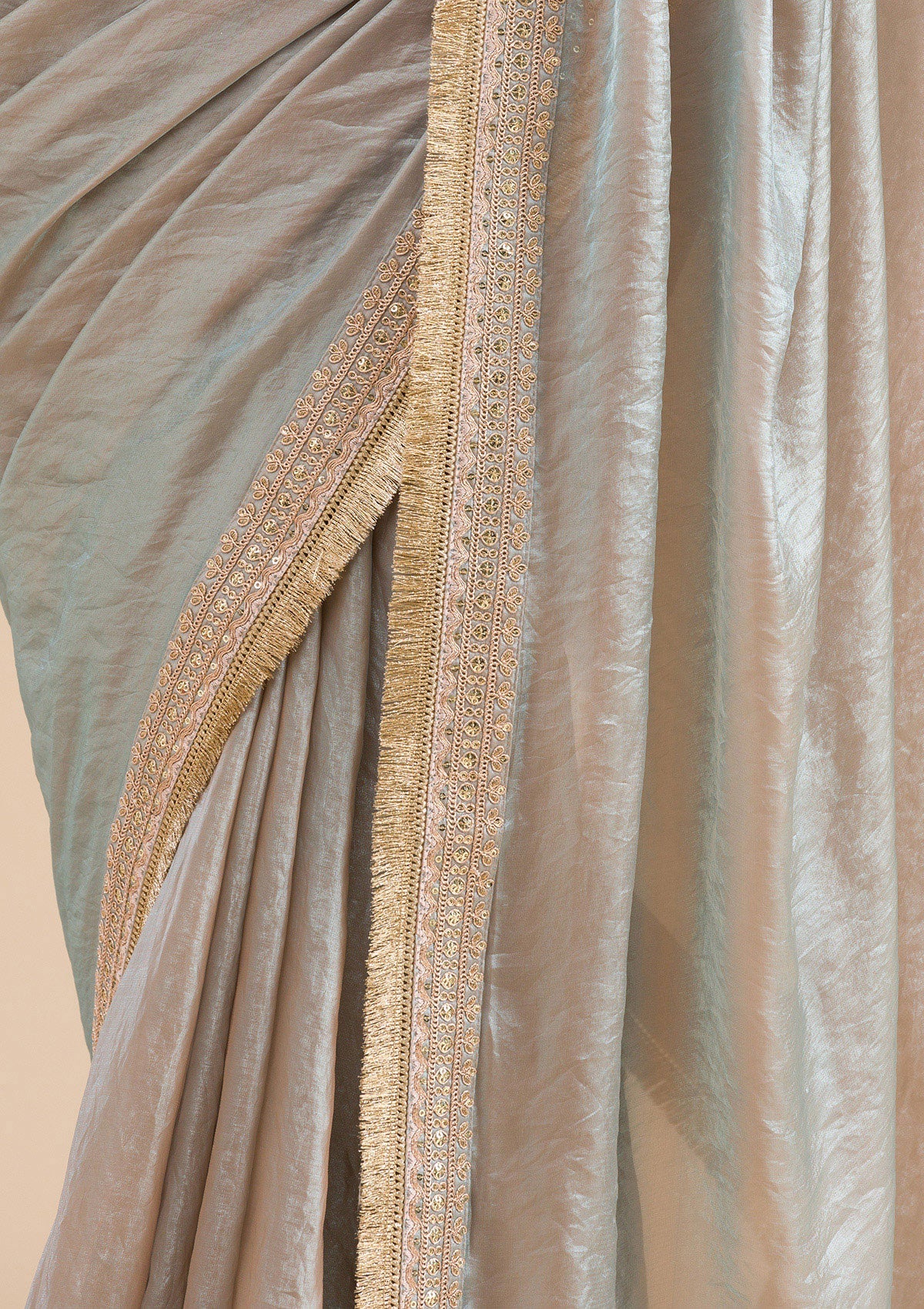 Sky Blue Threadwork Tissue Saree