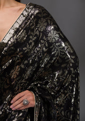 Black Sequins Georgette Saree