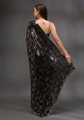 Black Sequins Georgette Saree