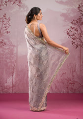 Grey Mirrorwork Tissue Saree
