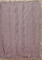 Grey Mirrorwork Tissue Saree