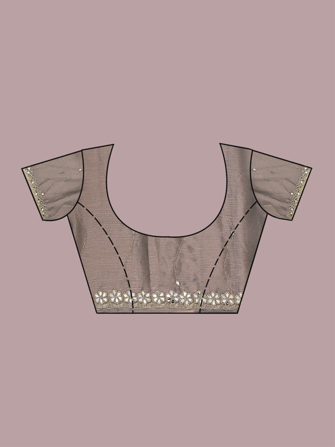 Grey Mirrorwork Tissue Saree