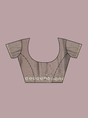 Grey Mirrorwork Tissue Saree