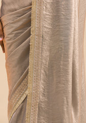 Grey Threadwork Tissue Saree