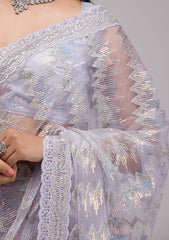 Lavender Sequins Net Saree